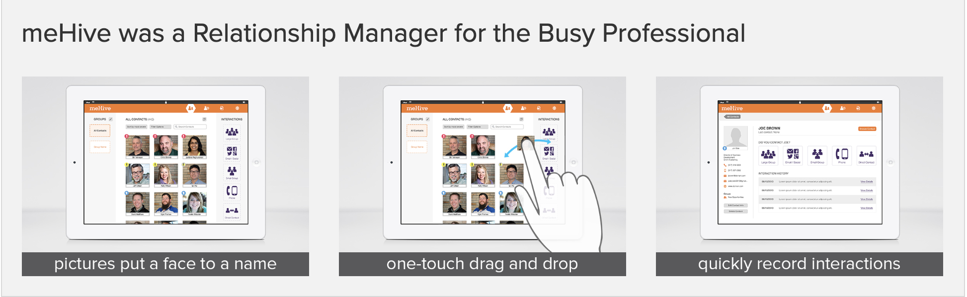 Screenshots of MeHive App