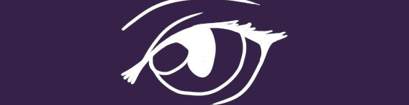 white eye on purple background