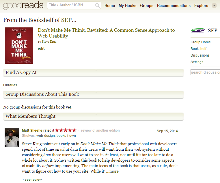 Bookshelf view of a book on Goodreads.