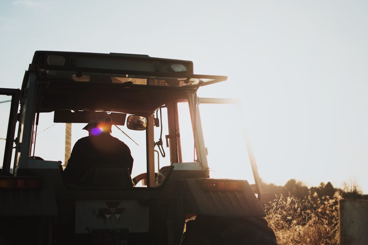 large tractor in a field