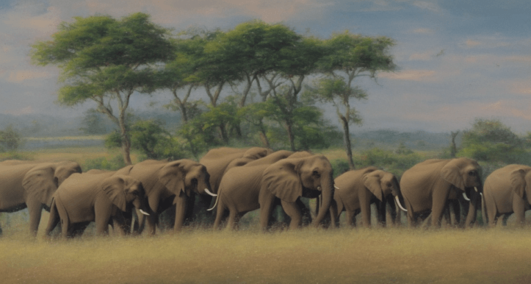 A herd of elephants, as generated by Stable Diffusion