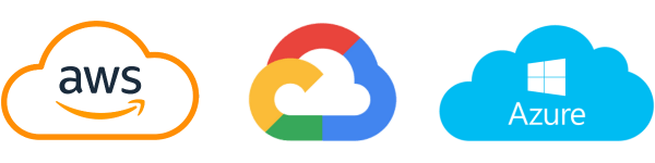 AWS, GCP, and Azure cloud logos
