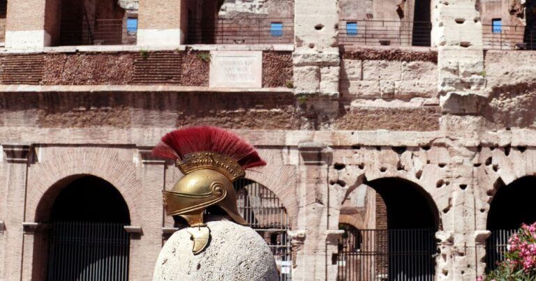 gladiator helmet outside stadium