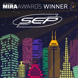 SEP logo on a graphic indicating Mira Awards Winner