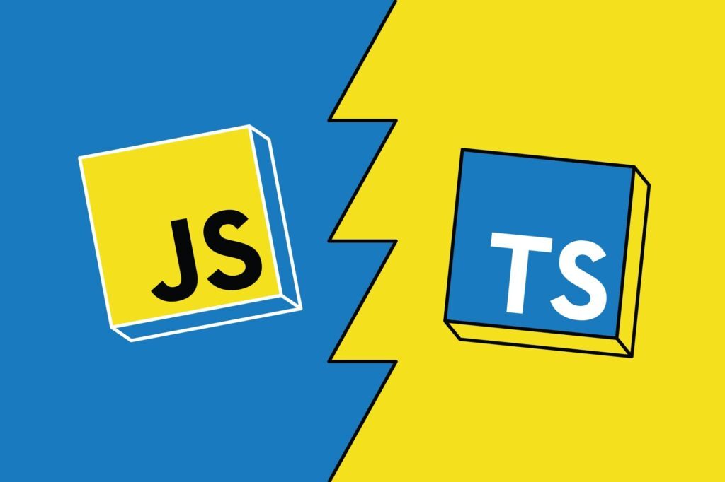 JavaScript vs TypeScript graphic with logos