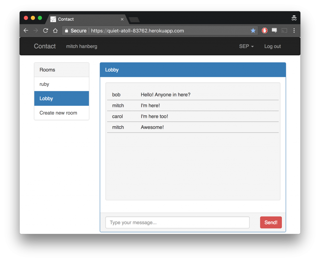 Screenshot of Contact w/ Elm