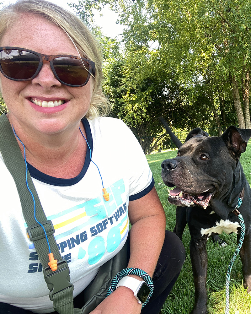 Kelly volunteering time with animals.