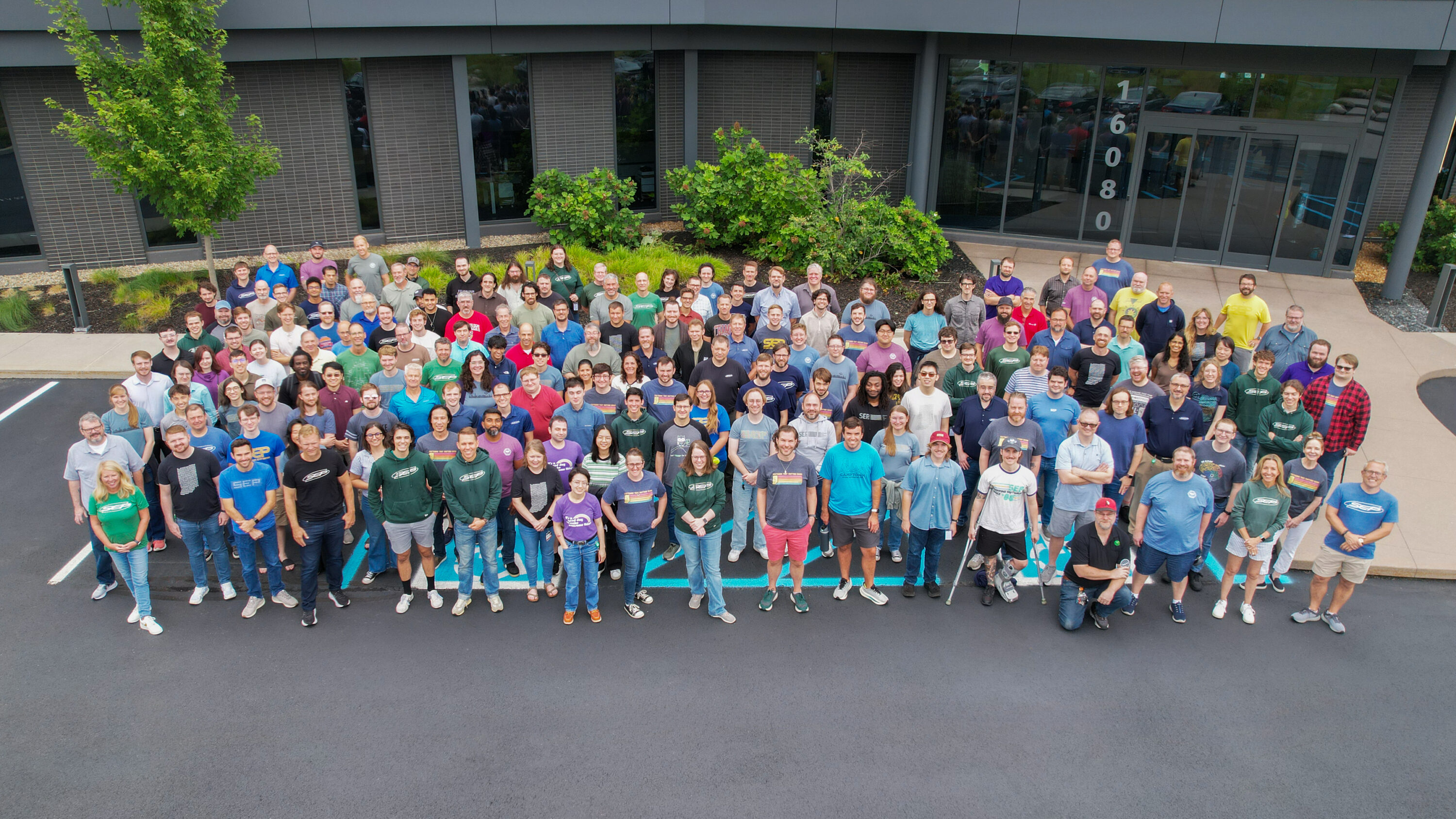 SEP Company Photo for 2026. Everyone is standing together outside the front of SEP.